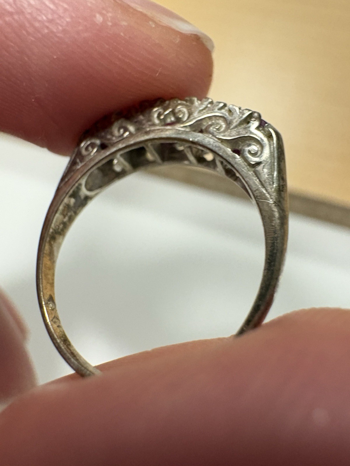 Five Stone Ruby Ring White Gold - image 3