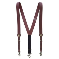 Nocona Belt Co Men's Leather Buckle Suspenders with Concho Details