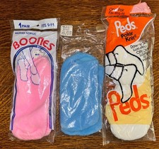 Vintage Orlon Socks Fuzzy Cuff Ankle Puff 3 Pair Size 8-11 Pair NOS