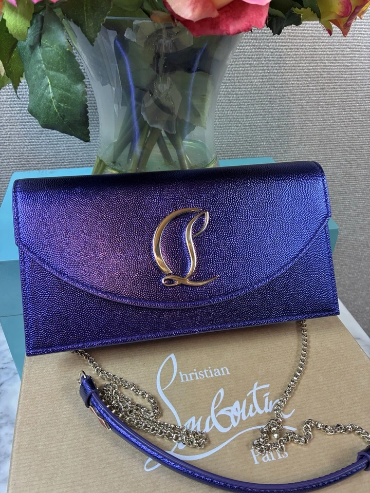NWT Christian Louboutin Jacaranda Metallic Purple Clutch Crossbody -Retail $1350 - Image 3 of 4