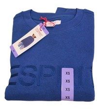 NEW Esprit Womens Logo Fleece Blue Crewneck Viral 80s Sweatshirt Sz. XS - NWT