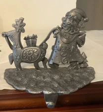 Christmas Mantel Stocking Hanger Metal Heavy Santa Reindeer