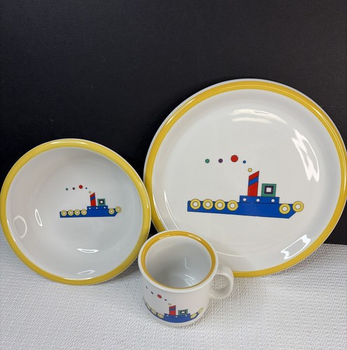 Tongans For Crown Corning Childs 3 Piece Plate Bowl And Cup Italy Vintage