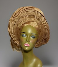 Aso-Oke African Headtie Auto Gele, Royal Empress headwear Rose Gold