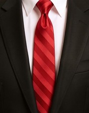 Red Striped Tie for Men Satin Finish Classic Formal Wedding Business Necktie