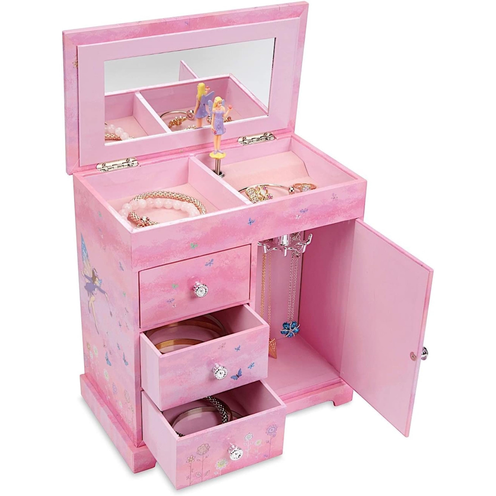 Jewelry Box - Jewelry Box for Girls with Ballerina Music Box - 3 Spacious Dra...-image