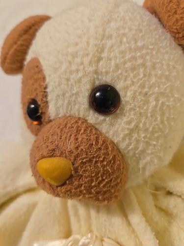 Dakin Baby Dog Plush Lovey Cream Satin Heart Trim Bow Security Blanket Vtg 1994 - Picture 10 of 20