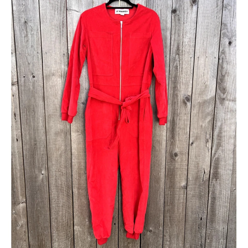 LF Markey | Traje de caldera de pana Finlay rojo talla US 6 mediano nuevo sin etiquetas Foto 2 de 4