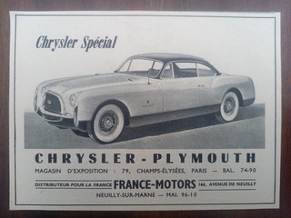 Chrysler Special Ghia Coupe Werbung advert pubblicità Reklame 1953