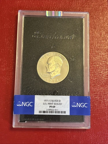 1971-S SILVER PROOF EISENHOWER DOLLAR NGC PF69 sealed, Beautiful Coin,