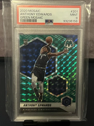 2020-21 Panini Mosaic - Rookie Green Mosaic Prizm #201 Anthony Edwards PSA 9