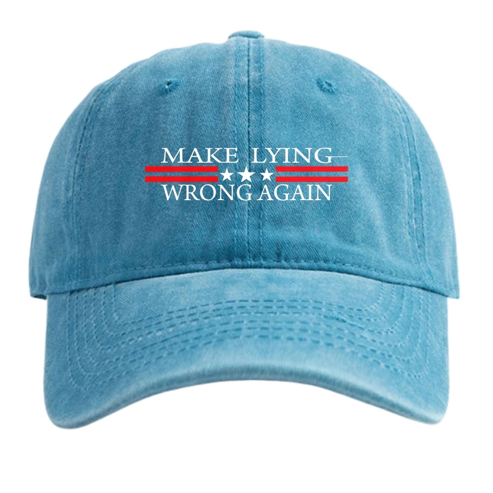Make Lying Wrong Again Patriotic Slogan Baseball Cap Adjustable Dad Hat