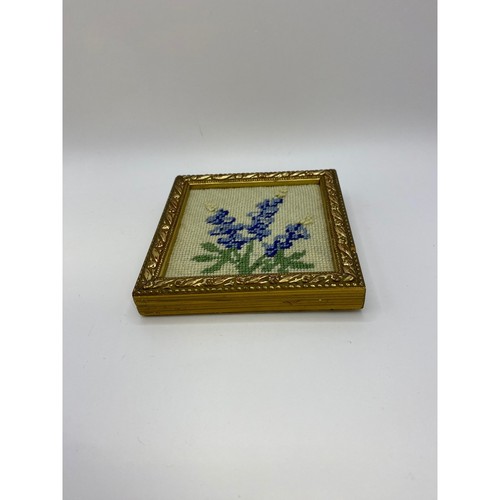 Lupine Framed Cross Stitch Gold Frame Vintage Mini - Picture 10 of 10