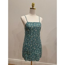 American Eagle Floral Tie Back Dress Green XS (0-2) Juniors Casual Cottagecore