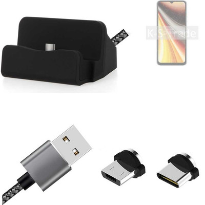 Ladestation für UMIDIGI Power 7 Max + USB-Typ C u. Micro-USB-Adapter