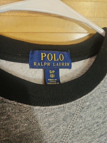 Polo Ralph Lauren Embroidered Plaid P Patch Script Crewneck Sweatshirt Kids S 8 - Picture 5 of 6