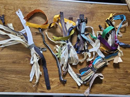 HUGE Lot of Over 80 Vintage Dress Coat Metal Zippers Different Sizes & Colors