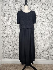 Black Vintage Beaded Sarin Women's Dress Size Medium Short Sleeve