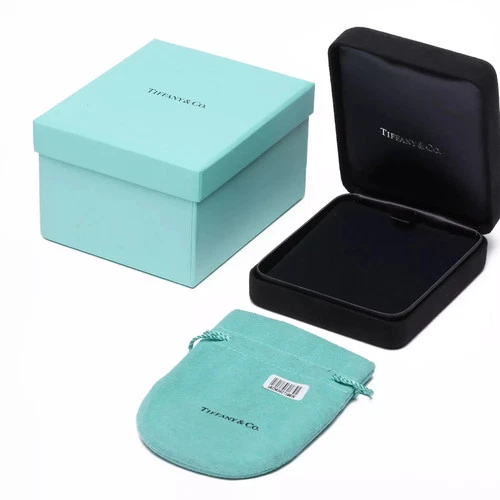 Tiffany Packaging Hard Leather Box For Earrings or Necklaces New & Pouch - Picture 1 of 5