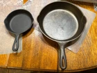 Vintage Wagner  Ware No 8 (1058X) and No 3 (1053Q) Cast Iron Skillet