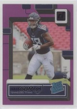 2022 Panini Clearly Donruss Rated Rookie Purple 90/175 Hassan Haskins #92 0c2