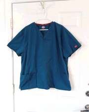 Dickies Blue Scrubs V Neck Top Size 2XL Pockets