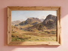 Langdale Pikes Oil Painting Print – Lake District Mountain Landscape Art A3 A4
