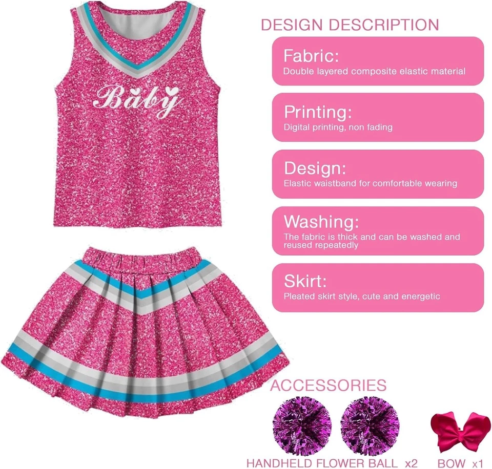 Ladies Glee Cheerleader School Girl Fancy Dress Uniform Party CostumeOutfit gift - Image 4 of 4