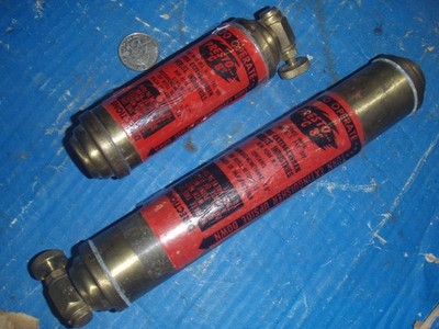 empty Vintage Presto Brass Fire Extinguisher Motorcycle Car