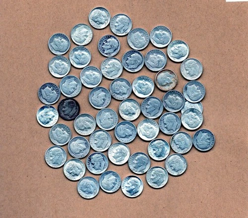New Listing1947 - 1964 Roosevelt Silver Dimes.  50 Coin Lot.  90% Silver