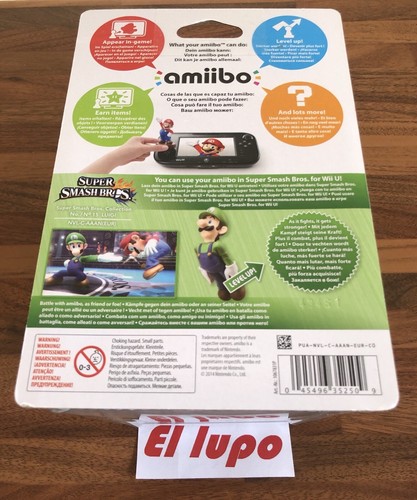 AMIIBO LUIGI NUMERO 15 SUPER SMASH BROS COLLECTION NEUF NINTENDO WII U NEW - Picture 2 of 2