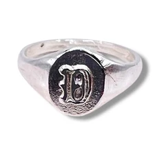 Vintage Initial Letter D Signet 925 Sterling Silver Baby Child Pinky Ring Size 3