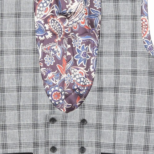 NEXT Mens Grey Plaid Polyester Blend Waistcoat Size 42 Reg - Picture 9 of 10