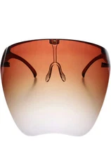 Futuristic Oversized Unique Rave Festival Full Face Shield Brown Sunglasses