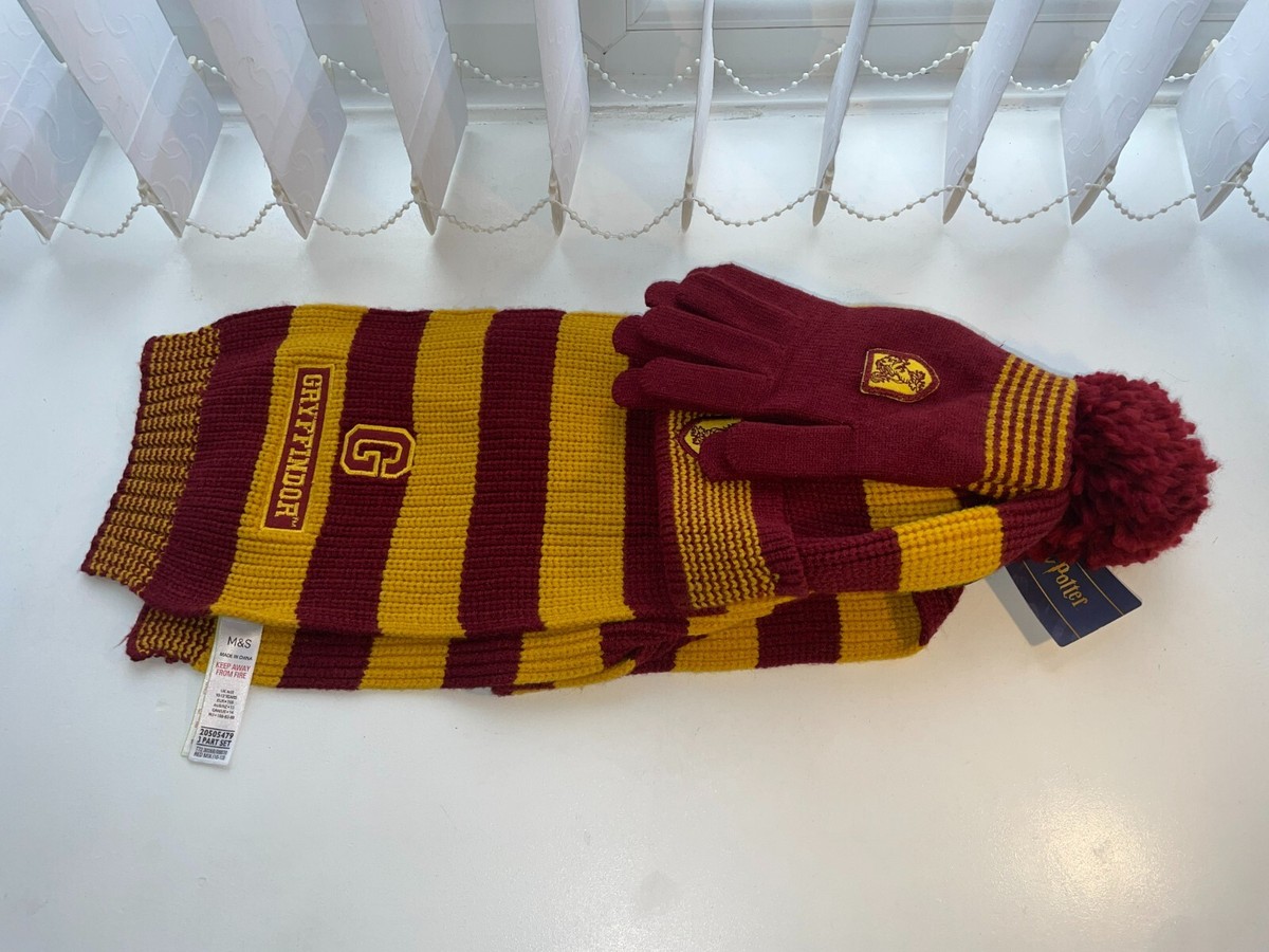 Harry Potter Gryffindor Hat Scarf Gloves Set M&S New With Tags