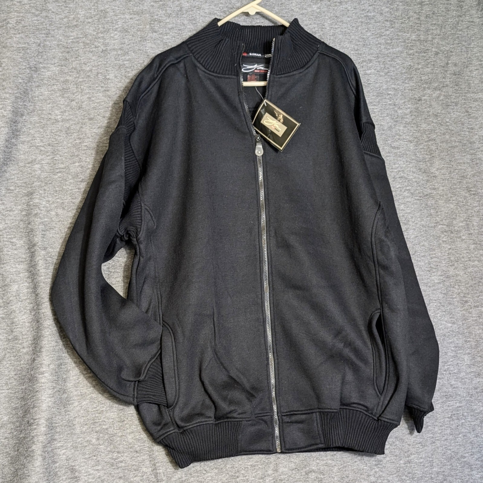 Koman Full Zip Oversized Men's 2XL Black Jacket Pockets