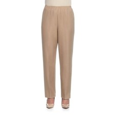 Alfred Dunner Plus-Size Solid Medium Pant Women's 22W Beige Elastic Waistband