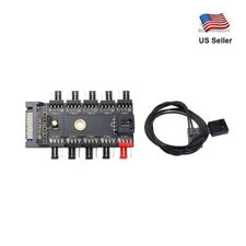 10 Way PC Cooling Fan Speed Controller PWM Hub 3 to 4-pin Power Socket Splitter