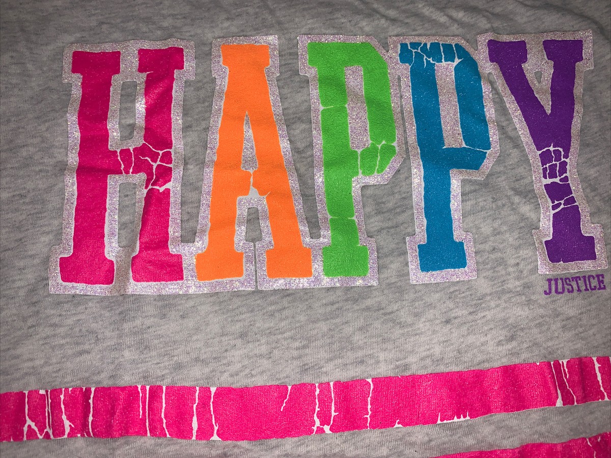 トップス jus Justice sz 12 rainbow happy shirt guc crop top | eBay
