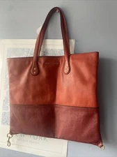 Marc Jacobs Two-Tone Orange/Maroon Leather Tote Bag