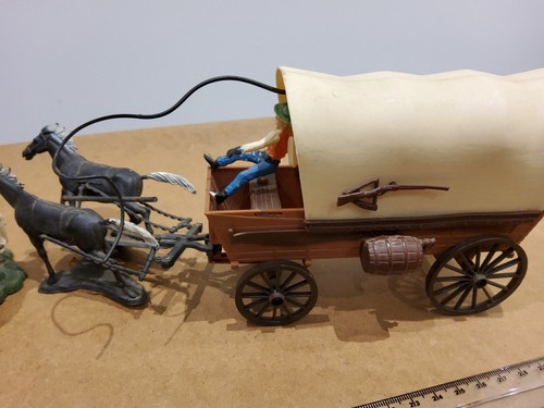 60s Dulcop Toys Wild West Wagon US 7th CAVALRY INDIANS Wheeled Horses Timpo Era - Picture 19 of 21