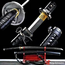 Razor Sharp Japanese Samurai Katana Sword Handmade T10 Clay Tempered Leather
