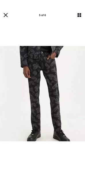 Brand New Levi's 512 Slim Taper Stretch Black PAISLEY Jeans Bandana Denim 36x30 | eBay