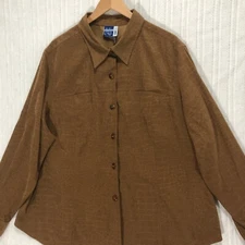 Venezia Jeans Brown Button Down Top Alligator Print Long Sleeve Shirt
