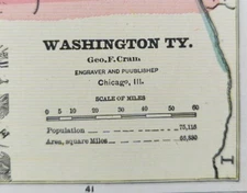 Vintage 1886 WASHINGTON TERRITORY Map 13"x11" ~ Old Antique Original SEATTLE WA