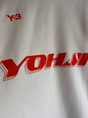 Adidas Y-3 Yohji Graphic Logo Hoodie - Size Large - White Orange