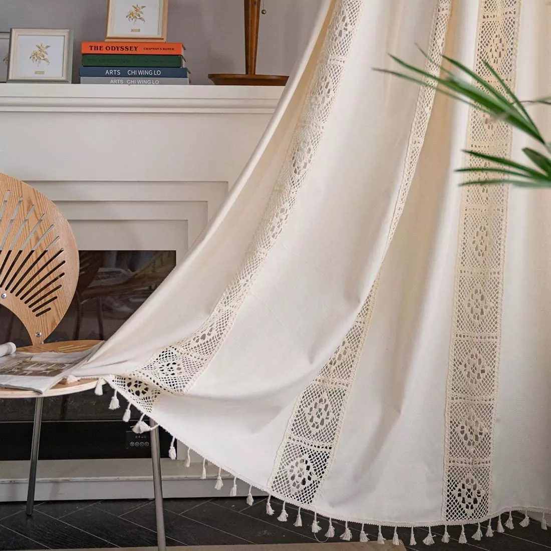 Boho Semi Blackout Curtains 63 84 96 Inch Length 2 Panels Set 59 W White Linen