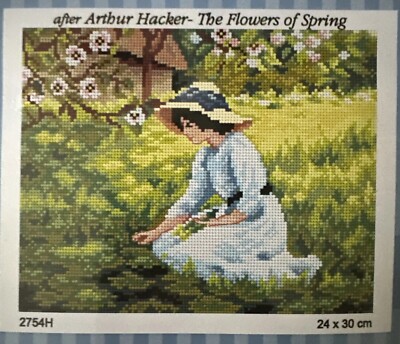 Printed needlepoint  tapestry Canvas Only Orchidea   24x30 cm Flowers Of Spring