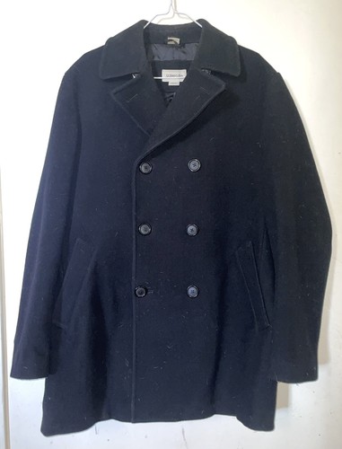 Mens St Johns Bay Peacoat Black Wool 