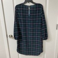 Amanda U. Women's Long Sleeve Plaid Shift Dress. Green Multi. Small. Work Wear